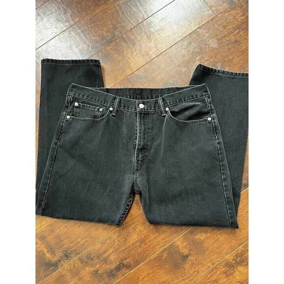 Mens Levis 505 Black Straight Leg Jeans Sz 38x29 - Picture 1 of 6